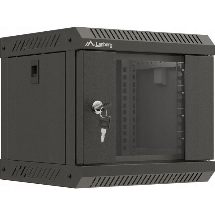Rack - accessoires de baies Lanberg - WF11-3306-10B - 10 6U 300x300 Wandgehäuse Glastür (FlatPack) sw