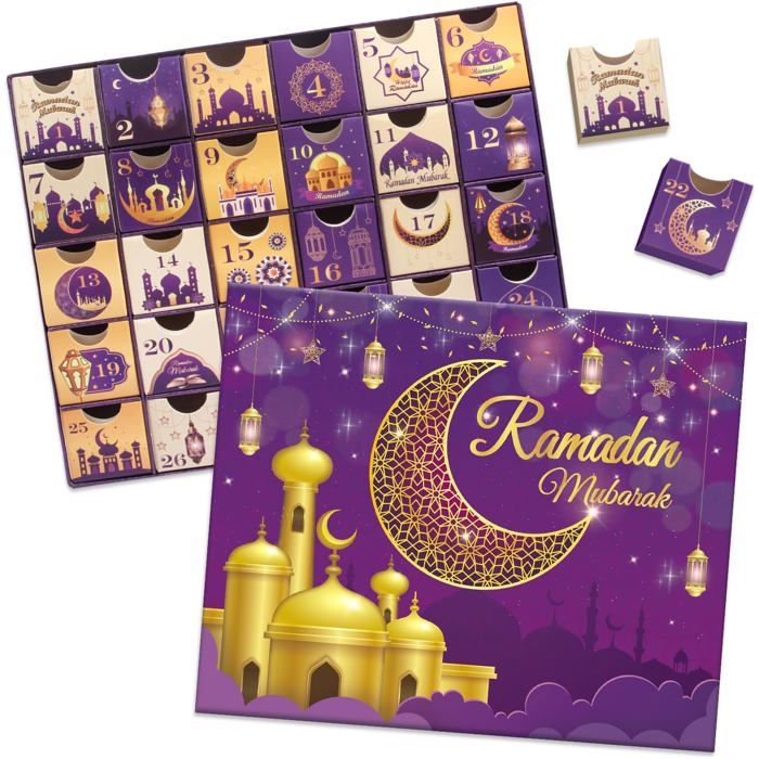 Calendrier De L'Avent Ramadan 2025 – 30 Boîtes Cadeaux Vides Rechargeables – Compte à Rebours Eid Mubarak – Décoration DIY Pour Enfants Et Adultes (lot De 5)