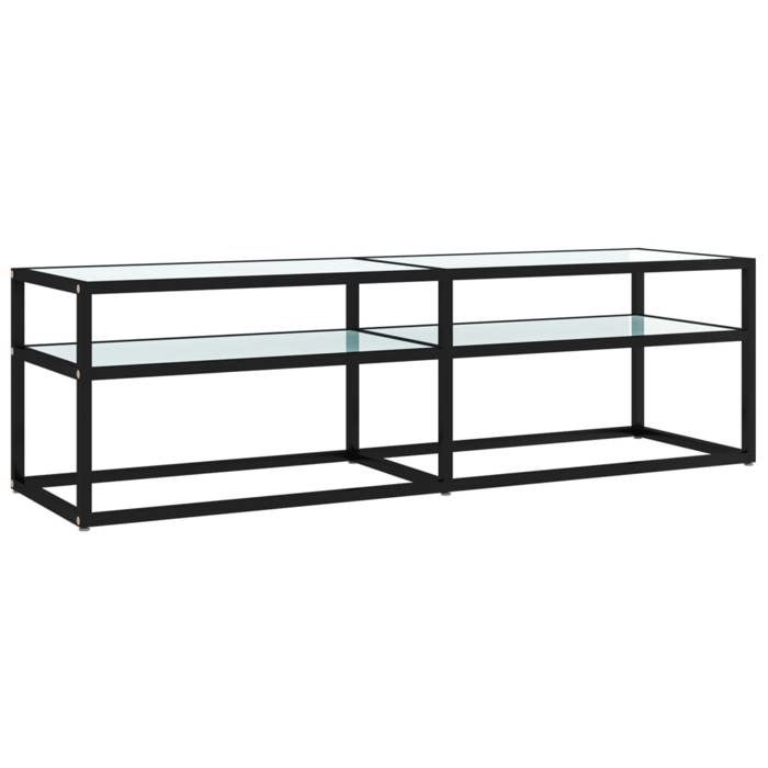 En solde Meuble TV pour Télévision - CLOUD - TABLE TV/BANC TV - marbre blanc 140x40x40 5 cm verre trempé LL3908