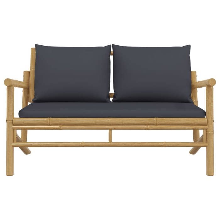 Sales SeasonBanc de jardin avec coussins - Banquette balcon - SOLOMON - Meuble de Jardin gris foncé bambou C4053110
