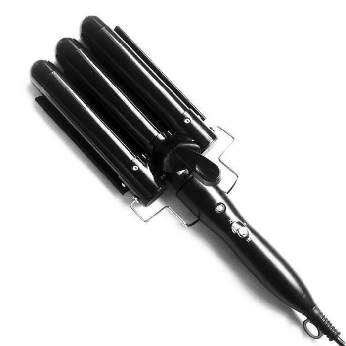 Fer à friser à trois tiges Chauffage facile et rapide Blanc/Or Le noir 20mm Noir