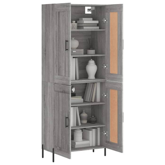 Vaisselier de cuisine - Gris - Buffet haut - SWEETY - avec rangement - Sonoma gris - 69 5x34x180cm - Bois dingénierie LH3505169