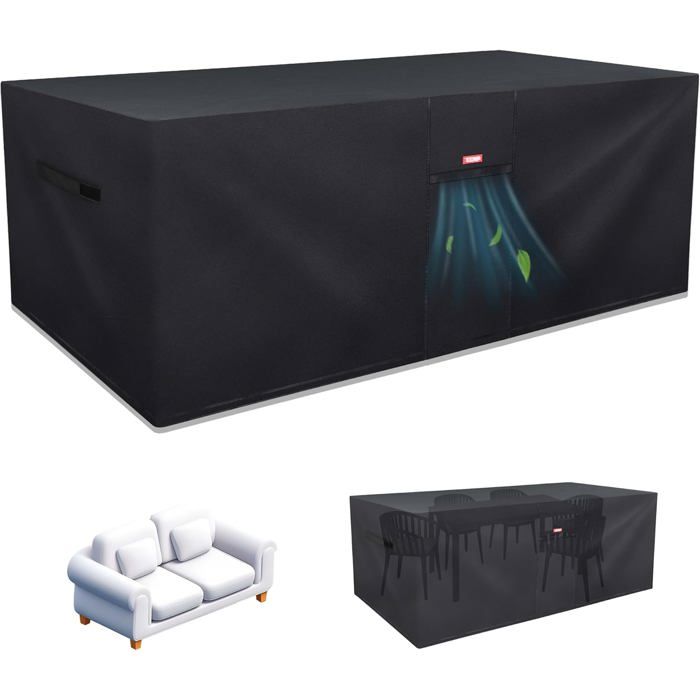 Housse Salon De Jardin Exterieur Avec Évent 600D Oxford Tissu Housse Table De Jardin - 180 X 120 X 75 Cm - Extra Imperméable