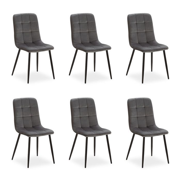 Chaise Salle à Manger Lot de 6 Gris Design Moderne