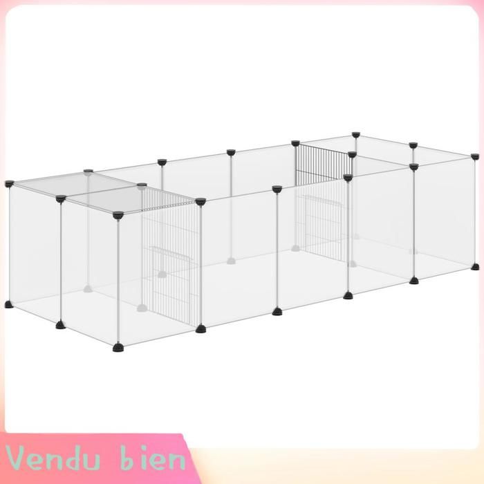 LIA Enclos petits animaux 20 panneaux blanc 175x70x45cm
