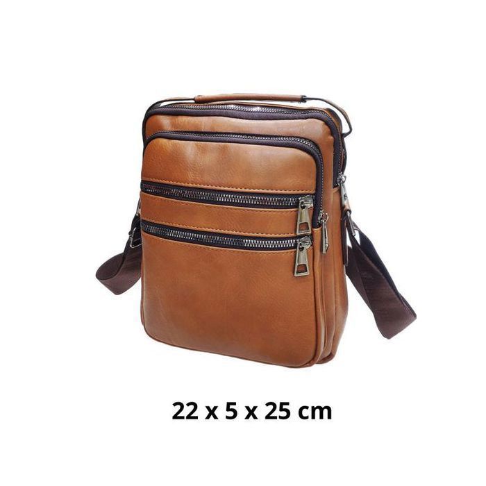 Sacoche bandoulière homme en polyuréthane - Camel - Elégance fonctionnelle pour un style urbain
