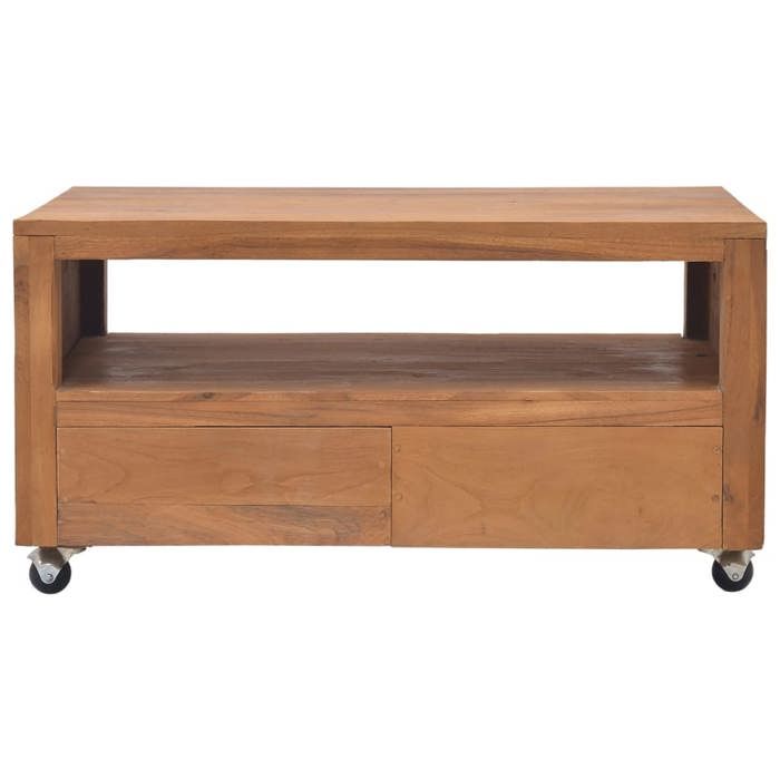 Meuble TV - ARMOIRE TV - Contemporain - bois de teck massif - sur roulettes - 80 x 50 x 42 cm 596xvn95k