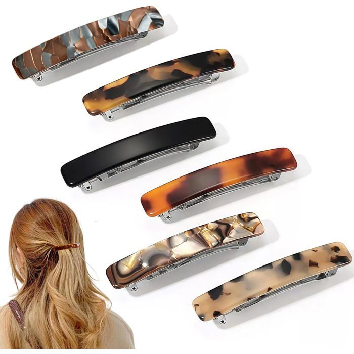 6 Pièces Barrette Cheveux 7.5cm/3 Accessoires Cheveux Fille Barettes Cheveux Pince Cheveux Femme Noeud Cheveux Femme Coloré Pinces