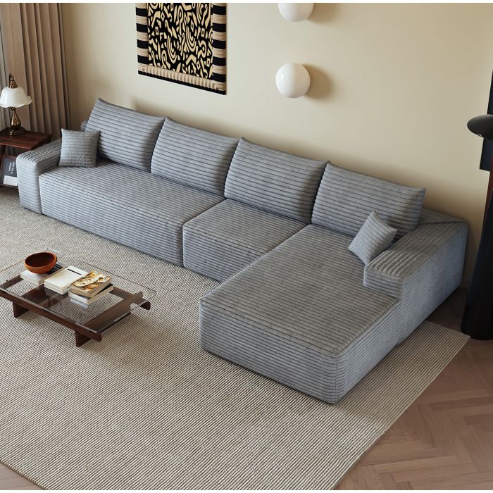 Canapé dAngle Modulaire Chaise Longue Réversible Assise Profonde Sans Montage Tissu Gris 340 × 175 × 83 cm - UVRION