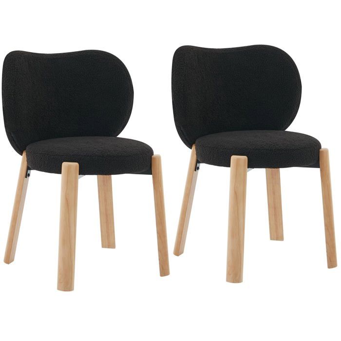 Lot de 2 fauteuils lounge style années 50 accoudoirs cœur rembourrés bouleau massif cadre métal charge 136 kg montage facile noir