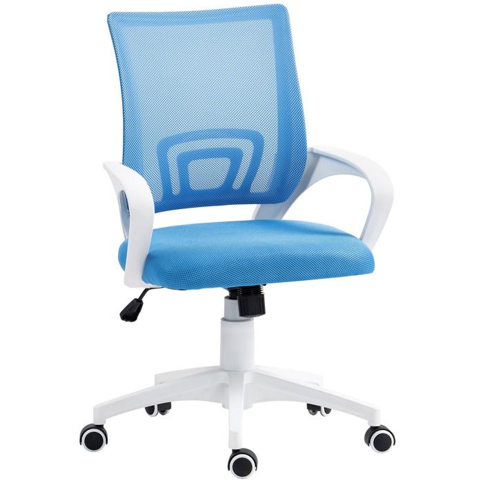 YWJ Chaise Bureau Maille Pivotante Hauteur Réglable Inclinaison Accoudoirs 120kg Ergonomique Bleu Clair