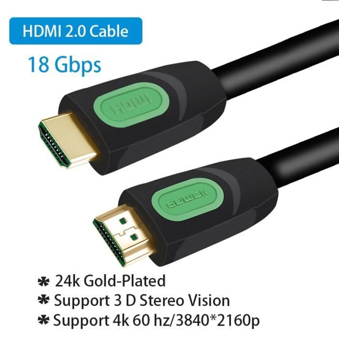 C&acirc;ble HDMI De 3 M, 2.0 HDMI De 3 M, Plaqu&eacute; Or, Prend En