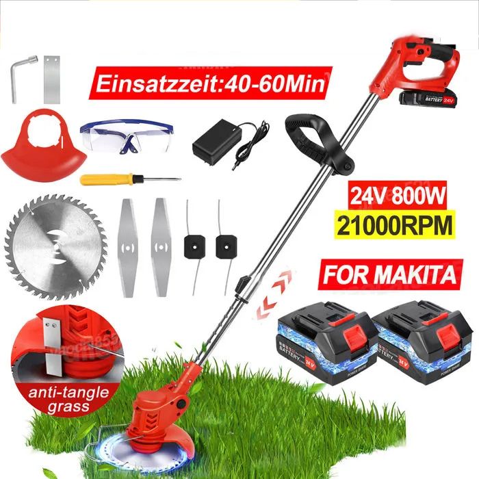 Débroussailleuse Sans Fil Pour Batterie Makita - Multifonction 3 En 1 (lame, Fil, Brosse) - Puissant, Double Sécurité