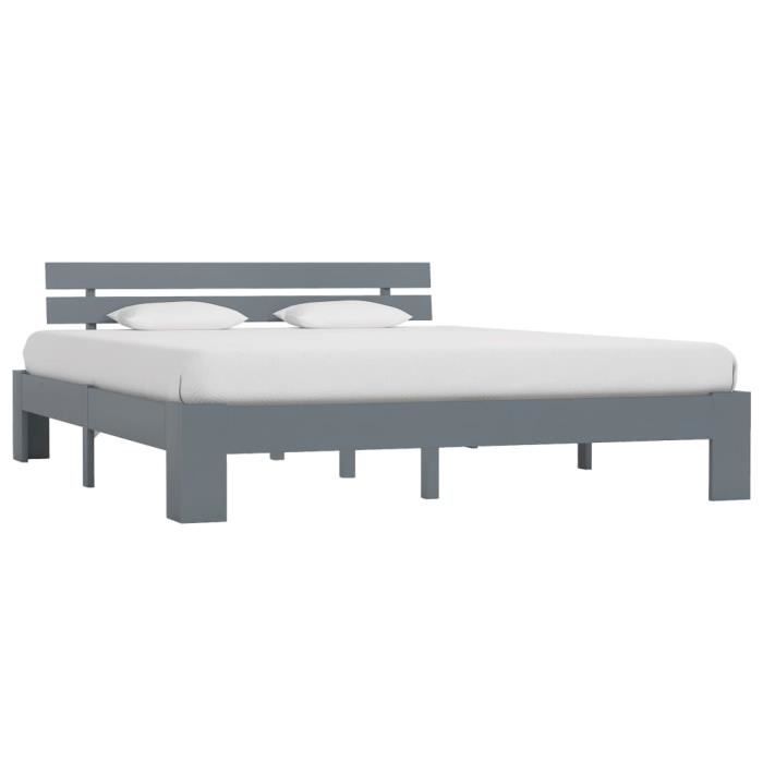 Cadre de lit Gris Bois de pin massif 180 x 200 cm -BK283171 (PLA)