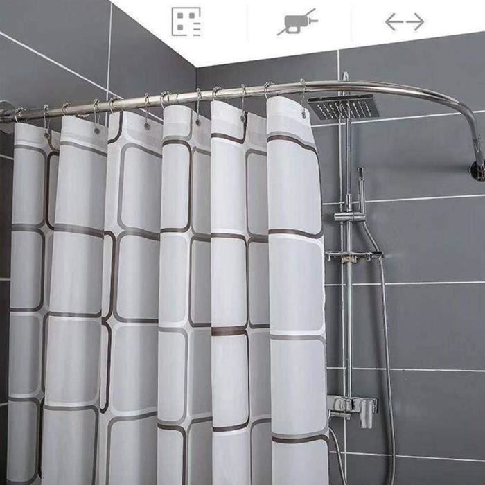 Tringle de rideau de douche courbée en L 304L, support en coin