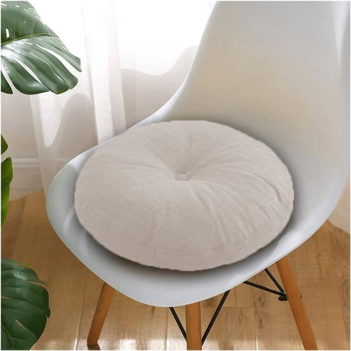 Coussin Rond De Jardin En Peluche épaisse - Blanc, 50x50 Cm, Pour Chaise Intérieur Et Extérieur, Patio, Salle à Manger