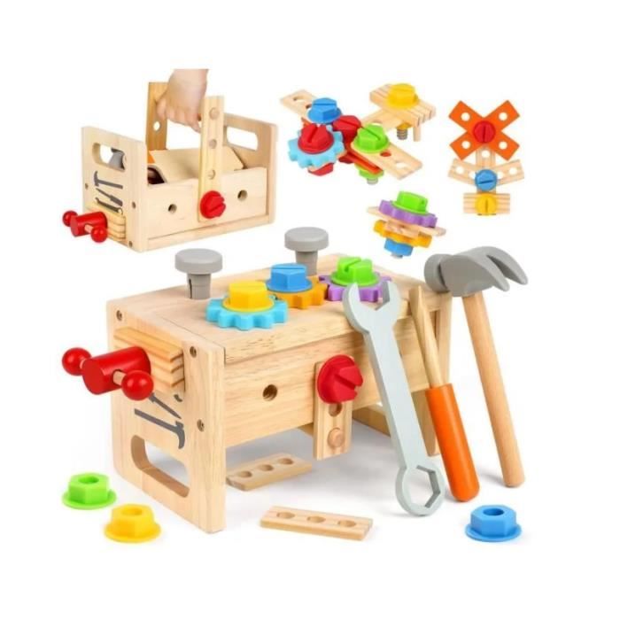 Montessori 3 Ans Établi Enfant Bois 62 Pièces Konoz - Jeu Montessori Avec Outils, Clous Et Vis Pour 3-5 Ans Jouet éducatif Vis Et Marteau Montessori 3 Ans Établi Enfant Bois 62 Pièces Konoz - Jeu Montessori Avec Outils, Clous Et Vis Pour 3-5 Ans Jouet éducatif Vis Et Marteau