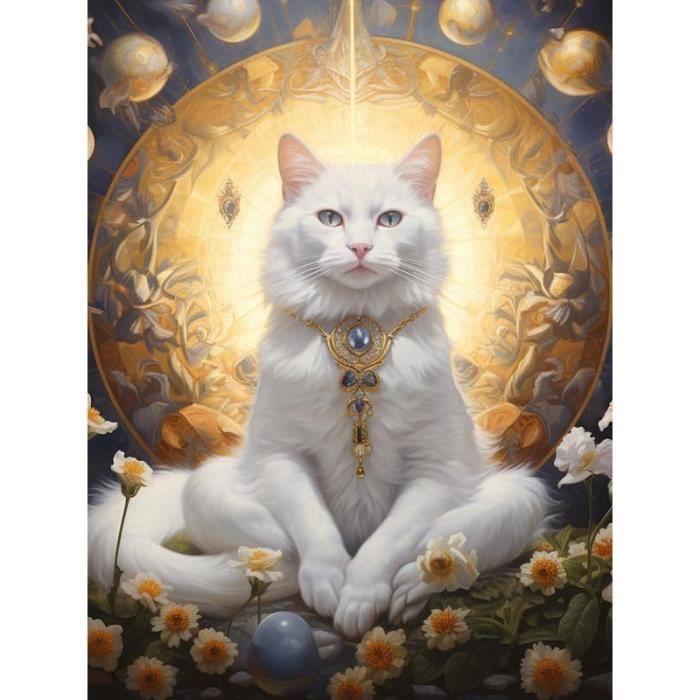 Diamond Painting Animaux Chat Pour Enfant Adulte, Rond Strass Diamant Painting Art Garçon Fille