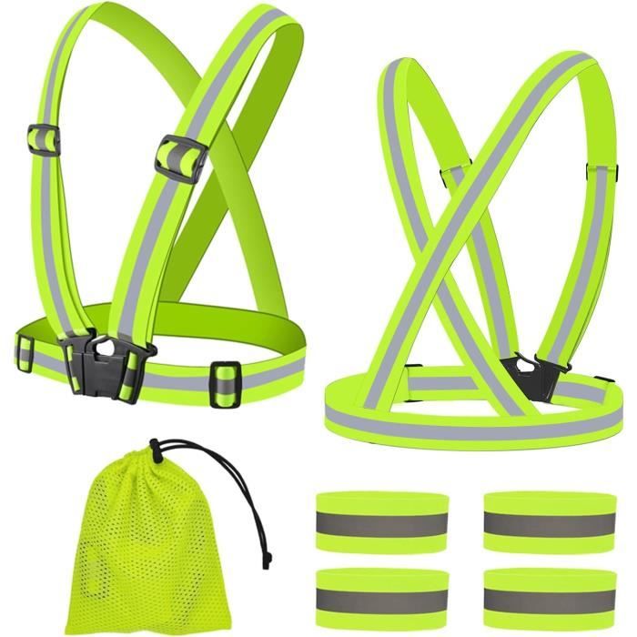 2 pcs Gilet de Sécurité Réfléchissant 4 pcs Brassard Reflechissant,Gilet Refle