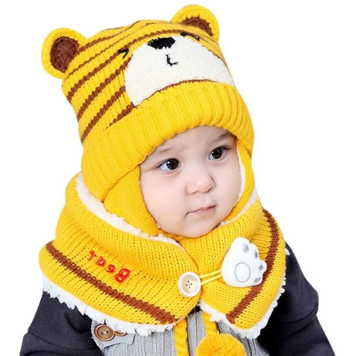 Chapeau Bonnet Enfant Hiver Bébé Fille Garçon,Ensemble Bonnet D'hiver Bébé  Jaune - Cdiscount Prêt-à-Porter