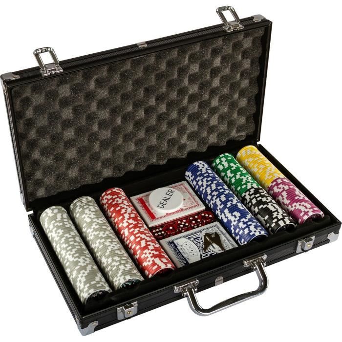 TecTake Mallette Poker 300 laser jetons de poker set de poker cards alu valise argent 