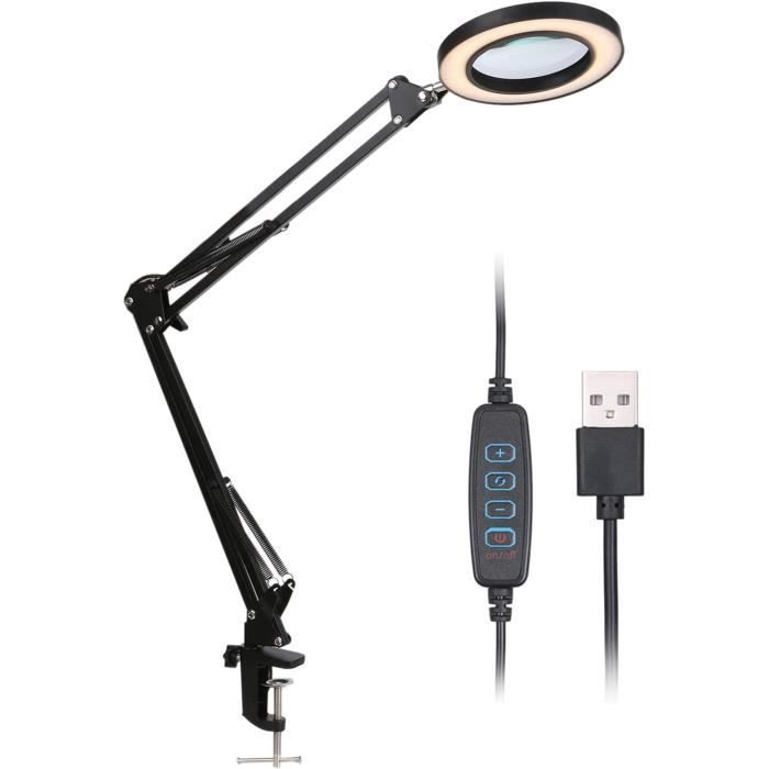 Lampe Loupe LED 8X, Loupe avec LED Clamp Clip Light avec Support de