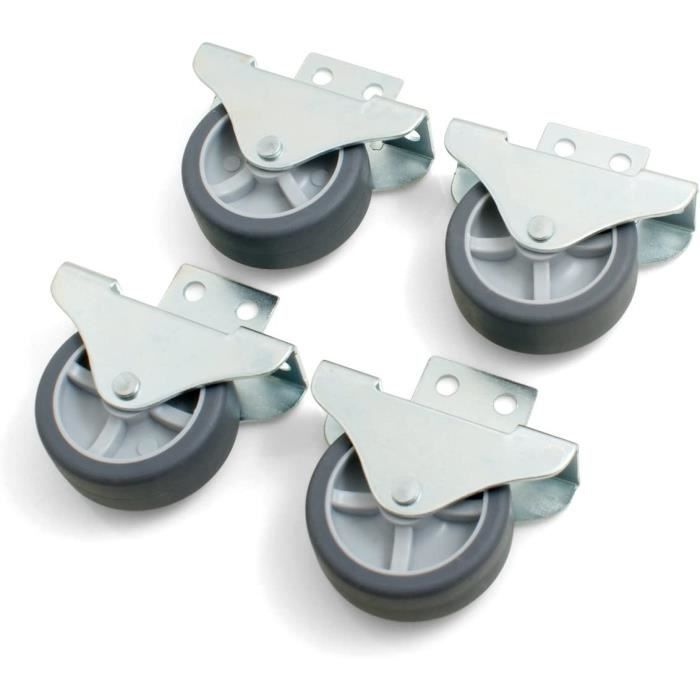 Roulettes pivotantes Dörner Helmer, lot de 5, chaise de bureau, 50 mm x 54 mm, capacité de charge 120 kg, trou arrière 10 mm, plastique, gris/noir en destockage et reconditionné chez