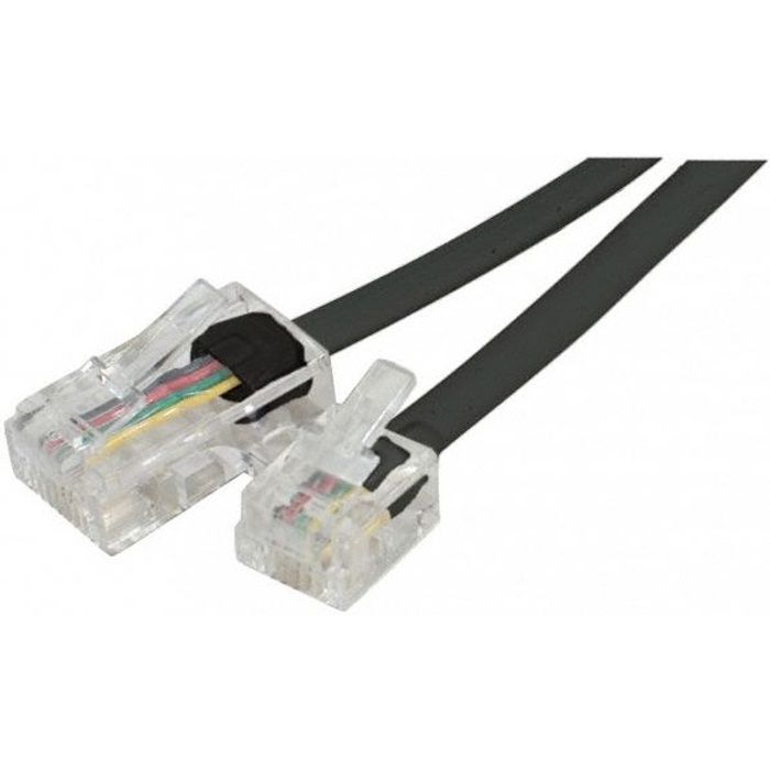 Cable Telefono Rj45 Câble téléphone RJ11 RJ45 5m noir - Câble de téléphone - Noir - 5m ...