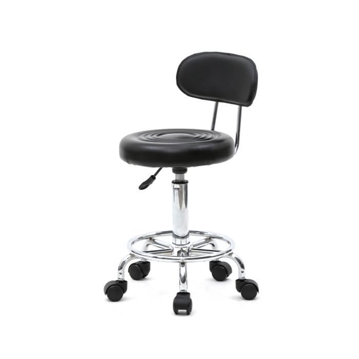 Tabouret De Travail Rotatif SONGMICS LJB61B - Hauteur Réglable 46-58 Cm, Siège Rembourré PU, Roulettes, Charge 100 Kg, Noir
