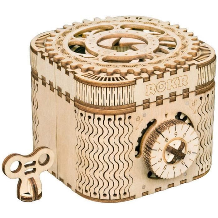 Maquette Bois Puzzles 3D Boîte aux trésors - boîteMechanical Model Kits en Bois  3D sans Colle (Treasure Box) - Cdiscount Maison