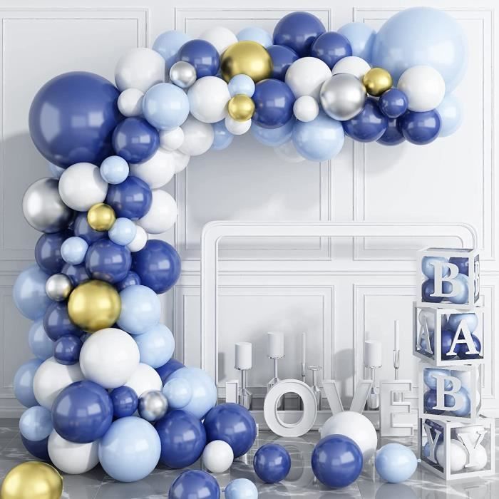 Arche Ballon Bleu Or, 114 Pcs Ballons Anniversaire Bleu Or, Guirlande De Ballons  Bleu Marine, Ballon Bleu Or Pour Decoration[u3423] - Cdiscount Maison