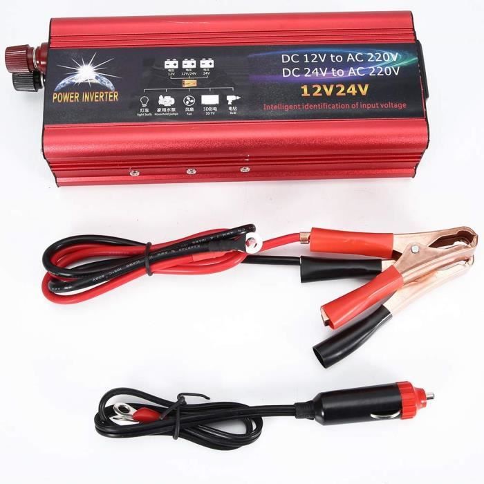 Inverseur de puissance, Universel 12V 24V Convertisseur de convertisseur 12V à 220V de courant solaire de voiture de l'énergie so