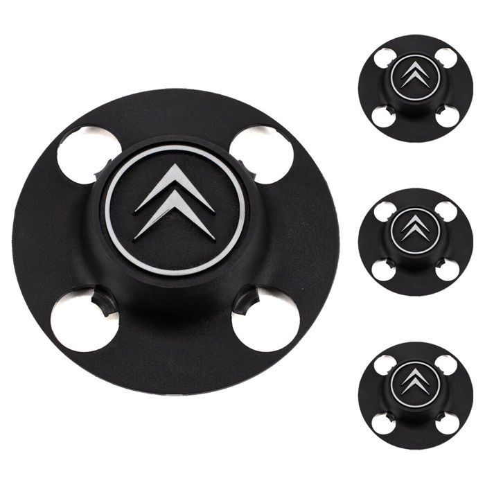 4pcs Caches Moyeu Centre Roue 60mm CITROEN Noir Logo Enjoliveur