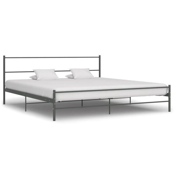 Lit adulte BEST - King Size - Structure de lit en métal - Gris - Design contemporain Lit adulte BEST - King Size - Structure de lit en métal - Gris - Design contemporain