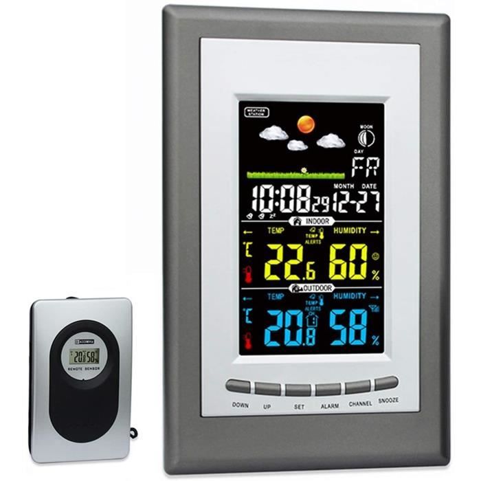 Horloge Météo Radio BRESSER Jumbo - 9 Cm - Pour Bureau & Salon - Heure, Température, Humidité & Prévisions - 12