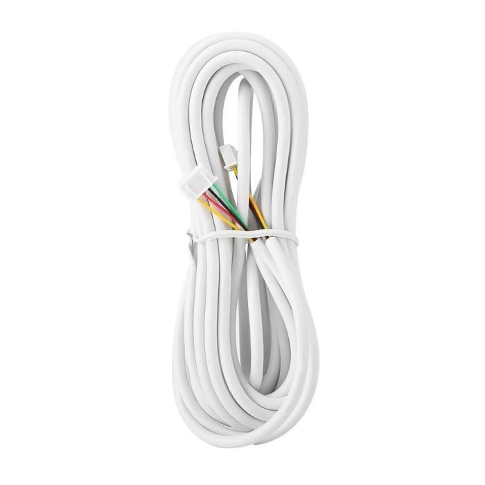 Câble d'interphone vidéo rond et flexible, câble en cuivre de 30 m / 1181,1 pouces, coque isolante en PVC blanc pour visiophone