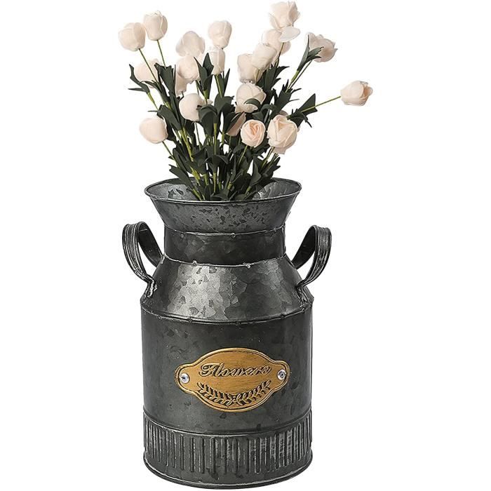 N/AB 2PCS Vase Galvanisé Rustique Vases à Fleurs en métal Style Shabby Chic pour Mariage Vase à Fleurs Vintage Pots Décoration de Ferme Bureau Déco Maison