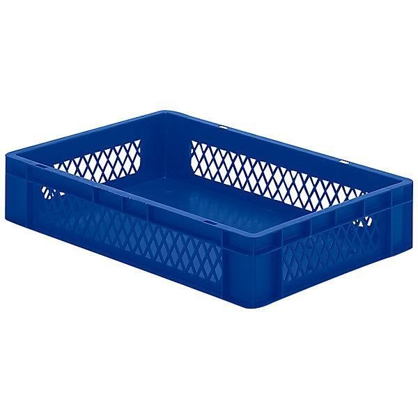 Lot 6 Bacs Gerbables Euro Ajourés 600x400x150 Mm - Bleu - 27L - Norme Europe Palette - Stockage Entrepôt Cuisine