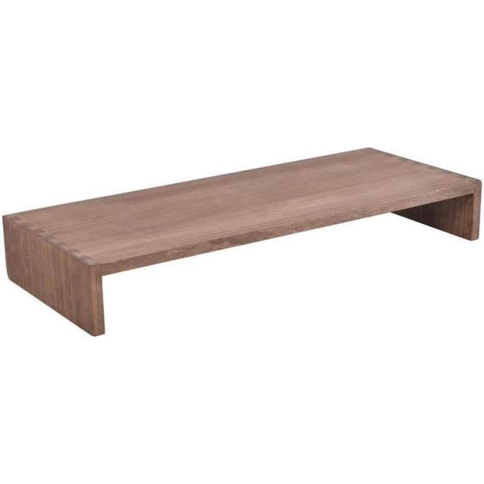 Support D'écran En Bois Avec Tiroirs - Pour 2 écrans, Hauteur Réglable, Rangement Bureau | Noir, 100x24cm - 2