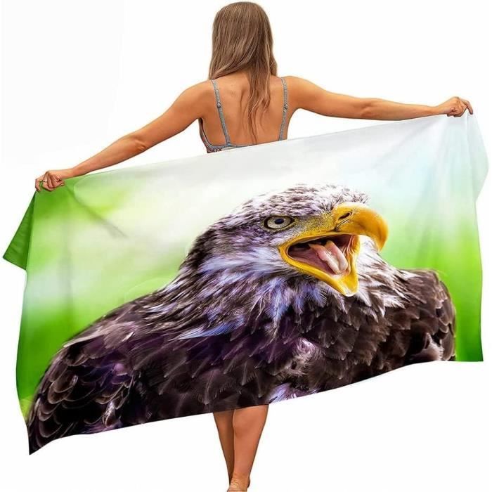 Serviette De Plage Hibou - Couleurs Vibrantes, En Coton Et Polyester, Lavable En Machine