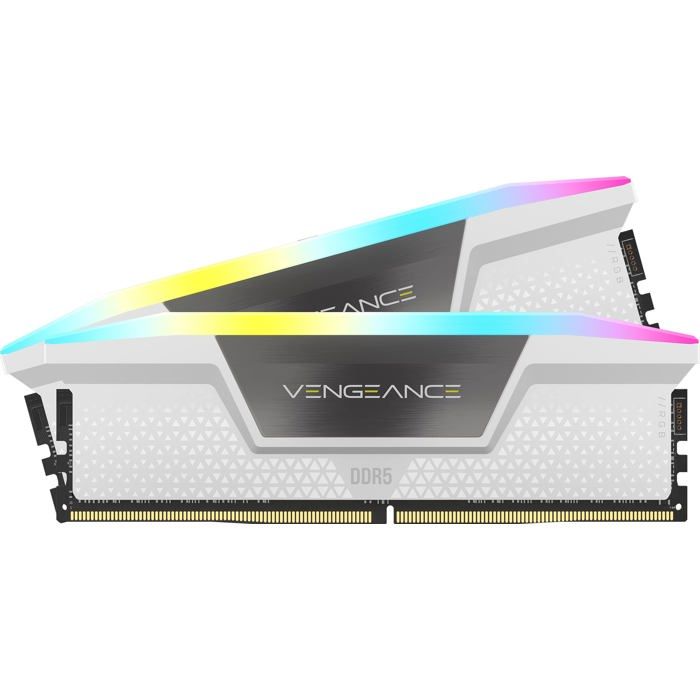 Barrettes de RAM - Corsair - Vengeance RGB DDR5 - 64 Go - 5200 MHz - CL40 - Blanc