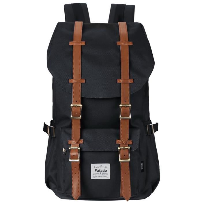 Fafada Sac a Dos Randonnee Homme Femme 23L Vintage Nylon Noir pour Trekking Sport Voyage Ecole Camping Ordinateur Loisir Etanche Cdiscount Sport