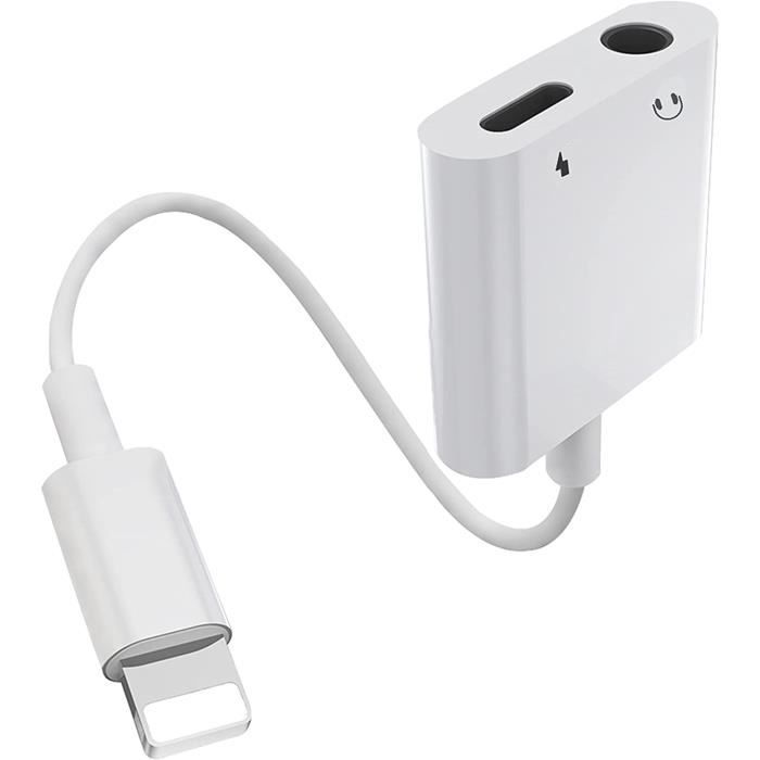 [2 en 1]Adaptateur Casque pour iPhone 12 [Certifié Apple MFi] Lightning vers 3,5 mm Jack Aux Convertisseur de câble Audio