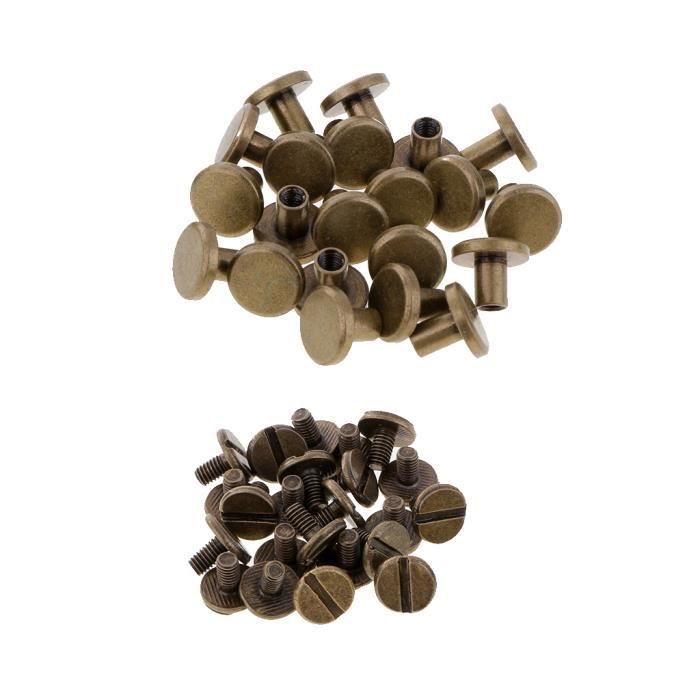 20 Jeux De Rivets à Vis Tête Ronde 8x5 Mm – Clous Solides Pour Cuir Et Métal, Argentés