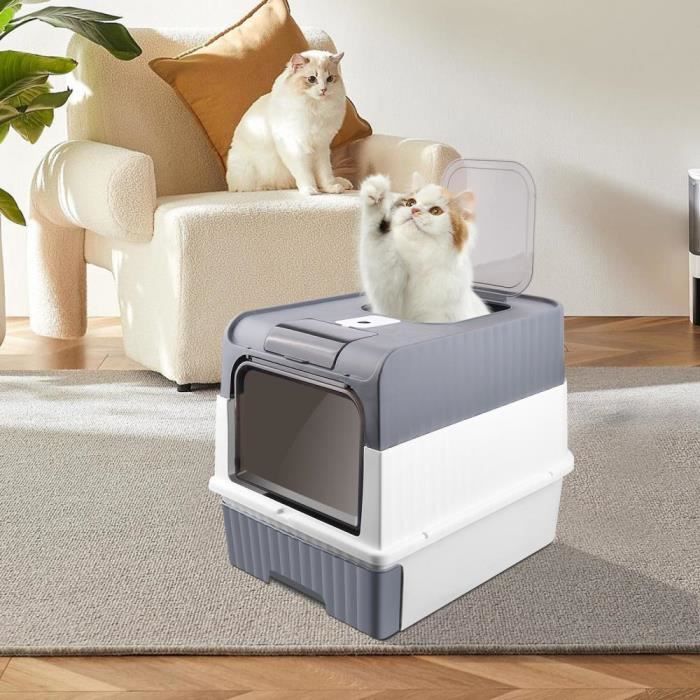 Comparer les prix de Bac à litière pour chat - YIYI - 49*35*37cm - Gris