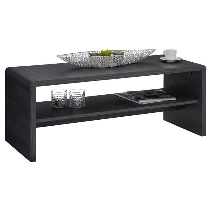 IDIMEX Table Basse Noelle Table de Salon rectangulaire ou Meuble TV de 120 cm avec 1 /étag/ère Espace de Rangement Ouvert en m/élamin/é d/écor b/éton et Blanc Mat