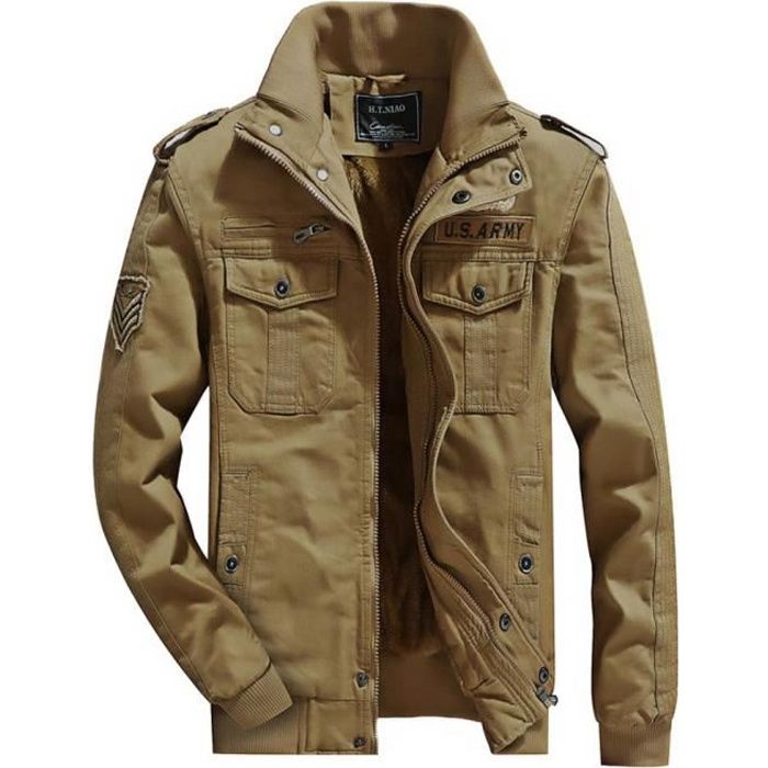 Blouson Épais Homme Hiver en Coton Style Militaire Casual Veste Chaude Col  Montant Kaki - Cdiscount Prêt-à-Porter