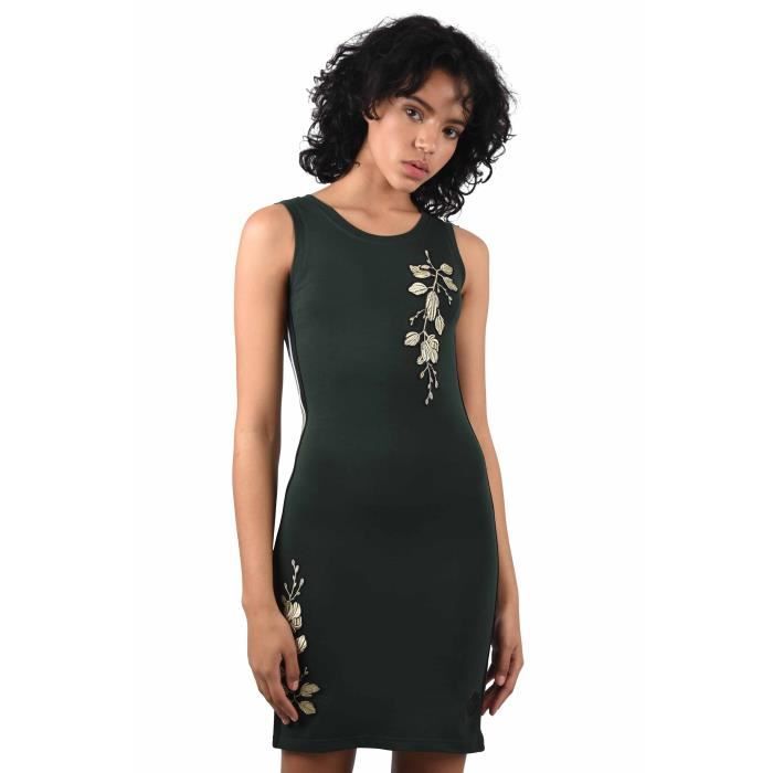 Project X Paris Robe Bretelles Fleur Brodee Et Bandes Bicolores Vert Femme Vert Cdiscount Pret A Porter