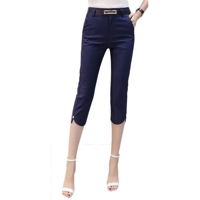Pantalon 3/4 Femme été Léger - Coton Fluide, Taille élastique - Pantacourt Décontracté Chic Pour Sport Et Quotidien - 9