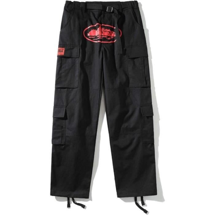 Corteiz Pantalon Cargo Homme Coton Multi-Poches Imprimé Bateau